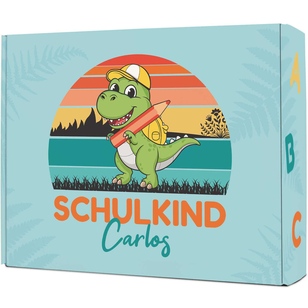Personalisierte Geschenkbox - Schulkind Dino - Einschulung