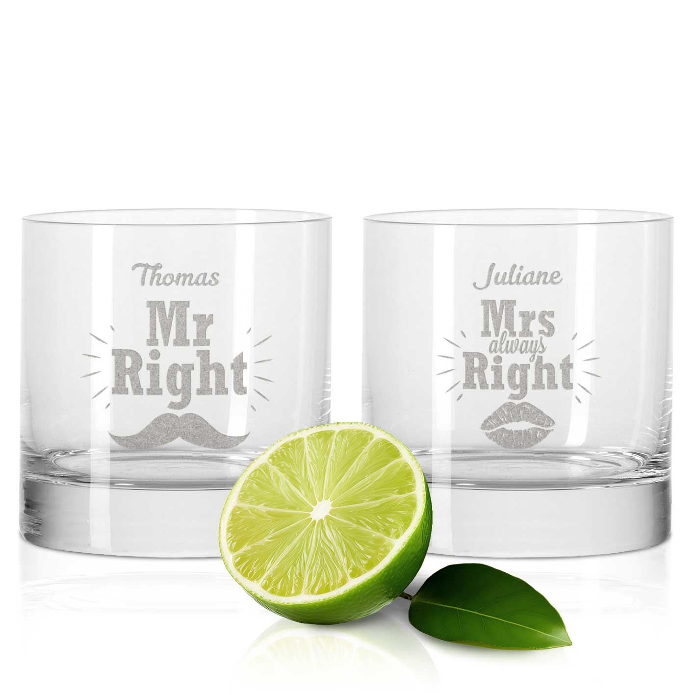 2er Set Montana GIN-Gläser "Mr Right & Mrs Always Right" mit Namen
