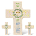 Personalisierbares Holzkreuz zur Taufe Konfirmation und Kommunion - Kranz Design