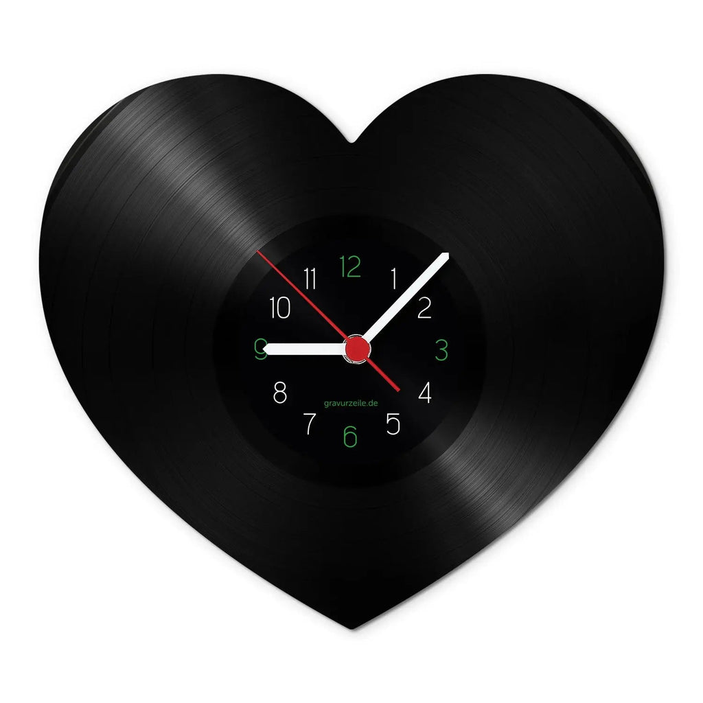 Wanduhr aus Vinyl Heartbeart