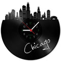 Wanduhr aus Vinyl Skyline Chicago