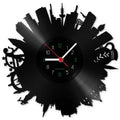 Wanduhr aus Vinyl Skyline Frankfurt 2017
