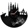 Wanduhr aus Vinyl Skyline Hamburg 2016