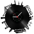 Wanduhr aus Vinyl Skyline Hamburg 2017