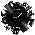 Wanduhr aus Vinyl Skyline Miami 2017