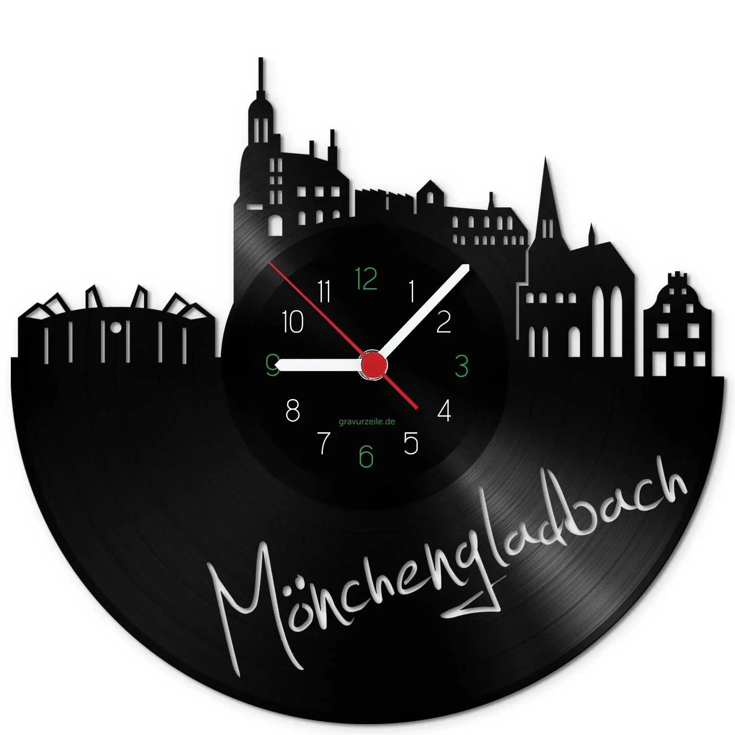 Wanduhr aus Vinyl Skyline Mönchengladbach