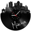 Wanduhr aus Vinyl Skyline München