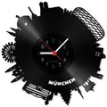 Wanduhr aus Vinyl Skyline München 2017
