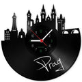 Wanduhr aus Vinyl Skyline Prag