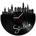 Wanduhr aus Vinyl Skyline Stockholm