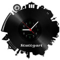 Wanduhr aus Vinyl Skyline Stuttgart 2017