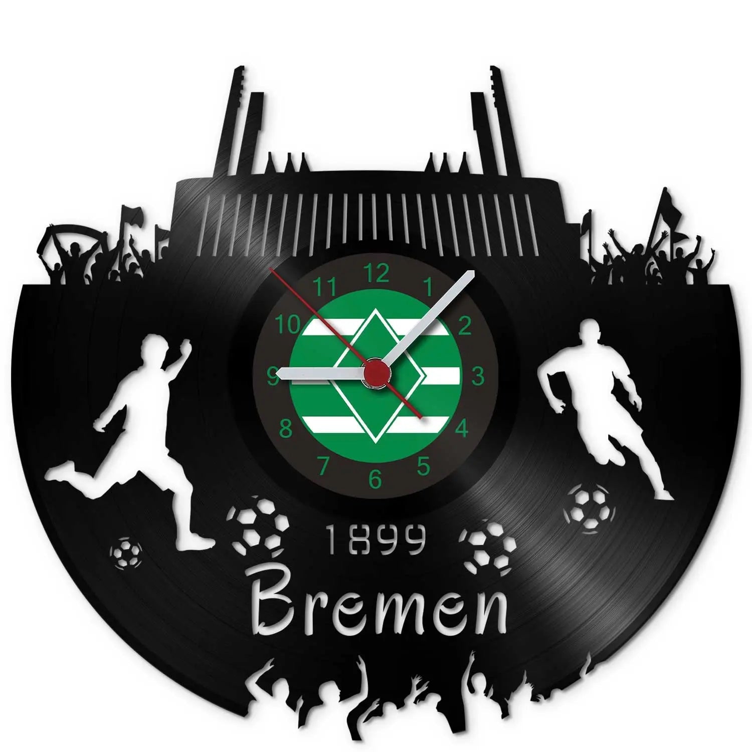 Fussball Wanduhr aus Vinyl Vereinsliebe Bremen