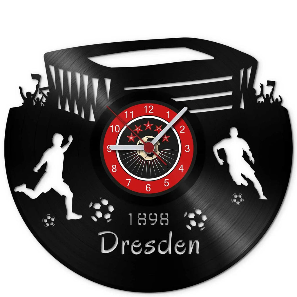 Fussball Wanduhr aus Vinyl Vereinsliebe Dresden