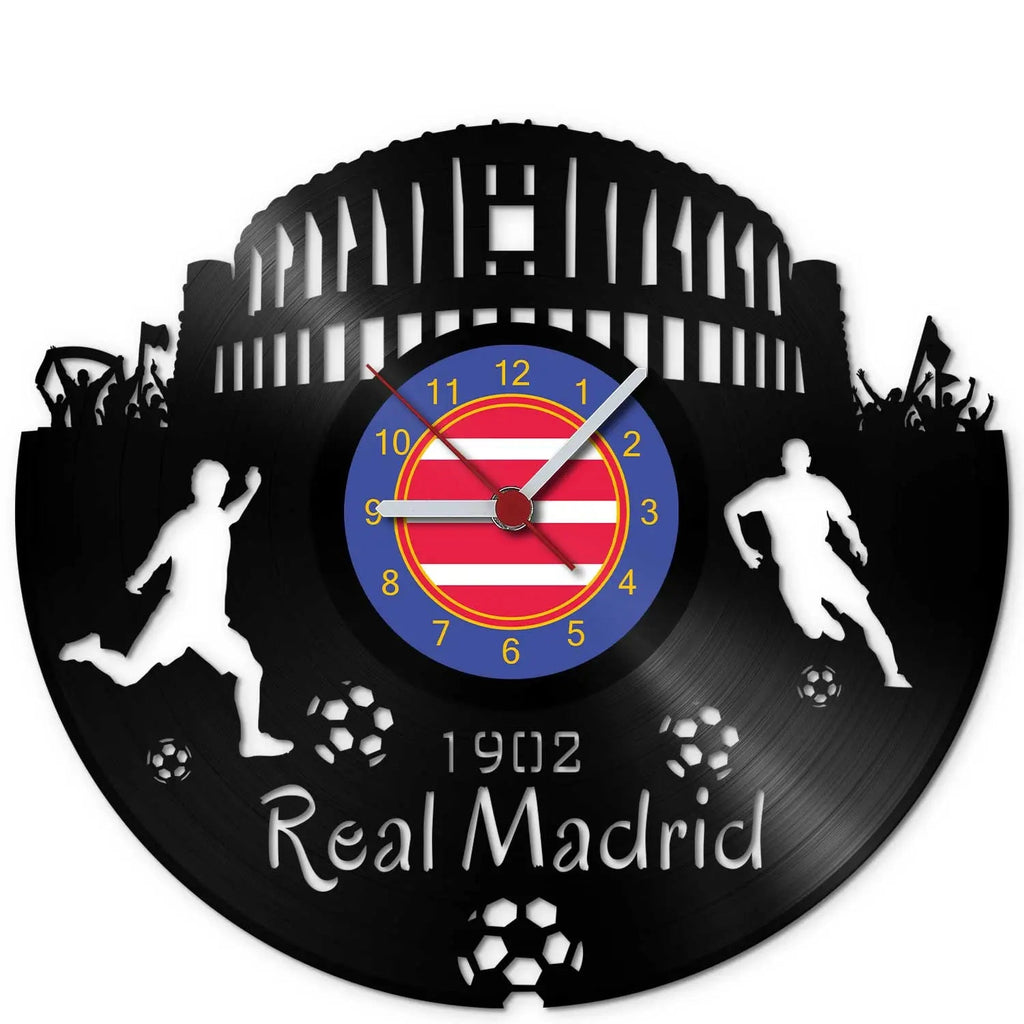 Fussball Wanduhr aus Vinyl Vereinsliebe Real Madrid