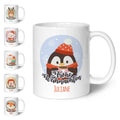 Bedruckte Tasse mit Weihnachtsmotiv - Weihnachtstiere mit Name