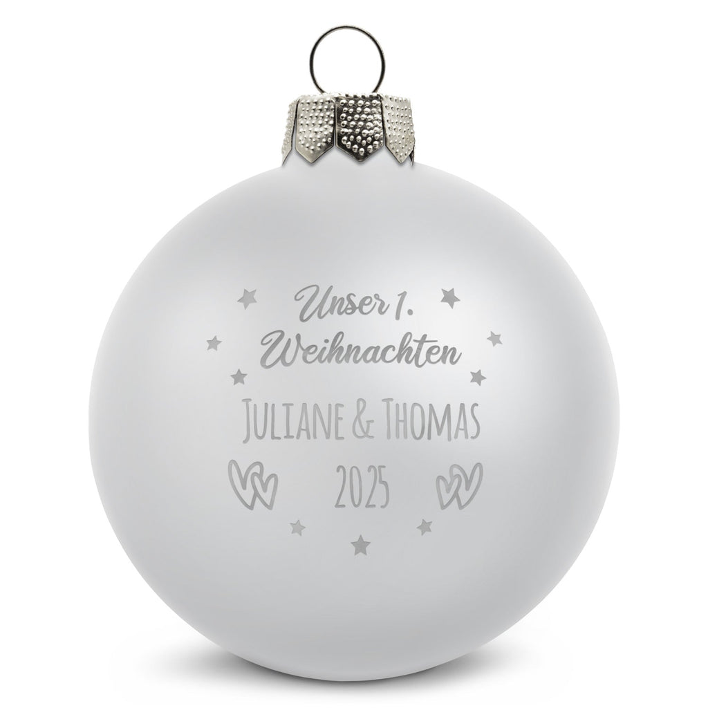 Gravierte Weihnachtskugel - Unser erstes Weihnachten für Paare