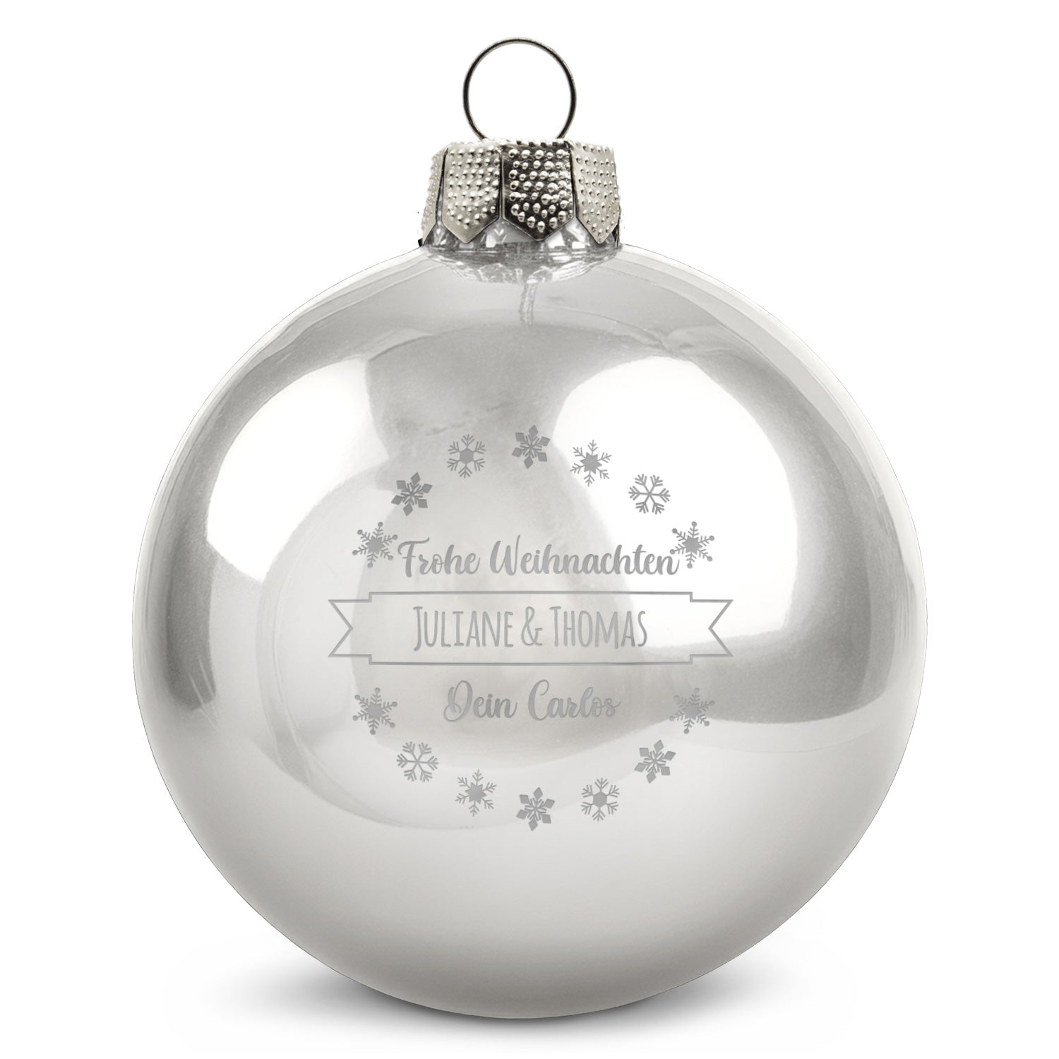 Gravierte Weihnachtskugel mit Wunschtext
