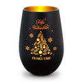 Deko Windlicht aus Glas mit Gravur - Frohe Weihnachten - Personalisiert mit Namen