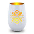 Deko Windlicht aus Glas mit Gravur - Schneeflocke - Personalisiert mit Namen - Geschenk zu Weihnacht