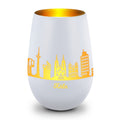 Deko Windlicht aus Glas mit Gravur - Skyline Köln