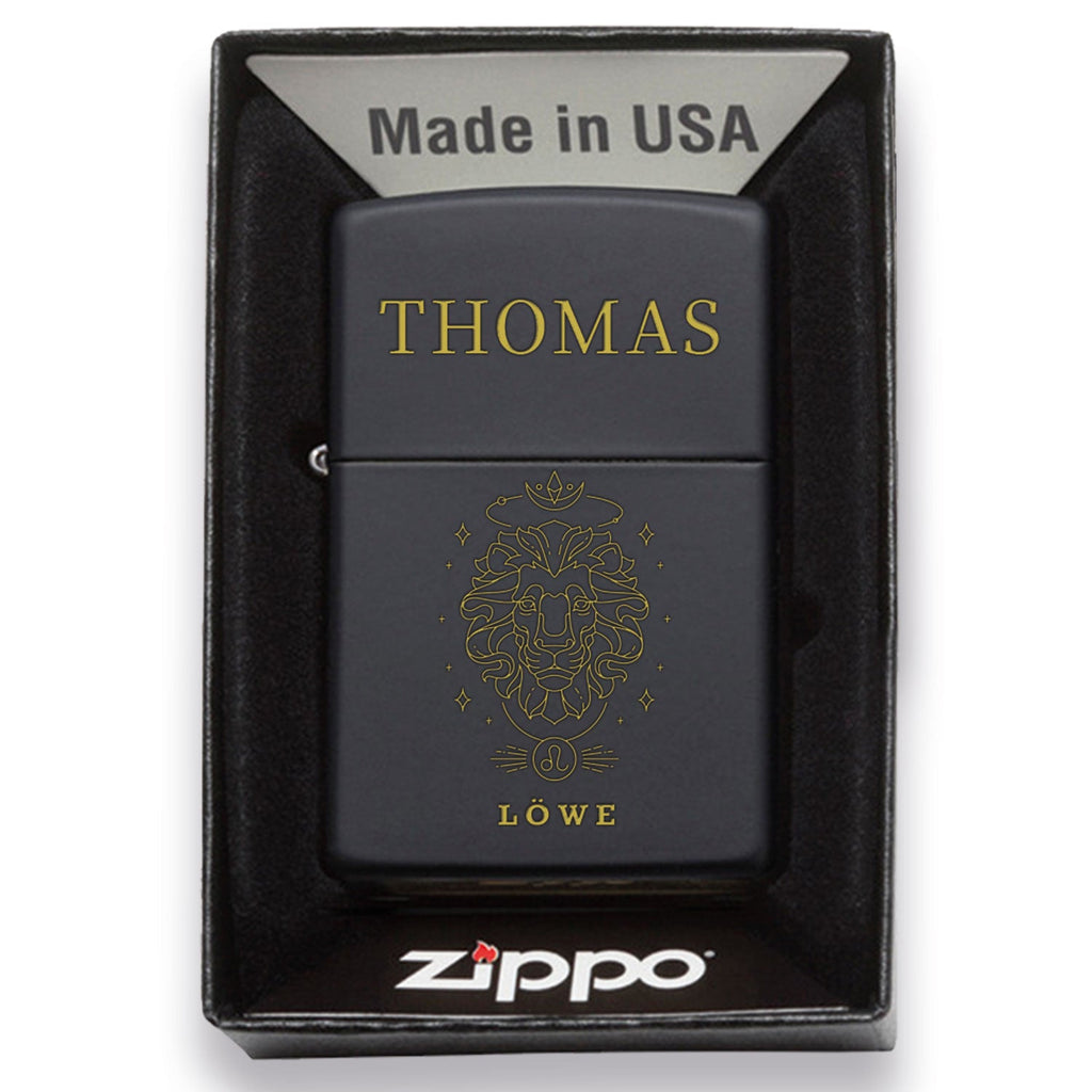 GRAVURZEILE x ZIPPO Personalisiertes Sturmfeuerzeug - Sternzeichen - Windfest und Langlebig - Nachfüllbar