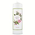Große Kerze "Green Flower" - Hochzeitskerze mit Namen, Datum & Wunschtext