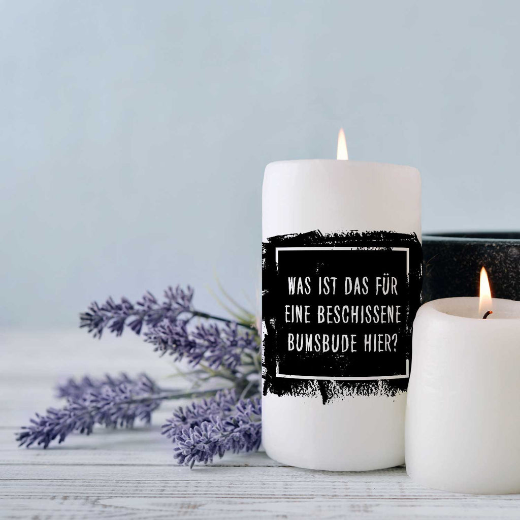 Kleine Kerze mit Spruch "Bumsbude"