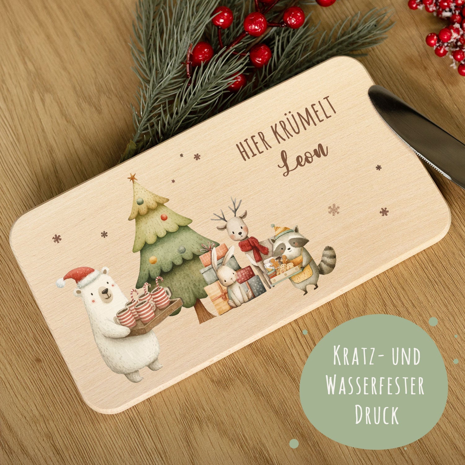 Frühstücksbrettchen zu Weihnachten - Festvorbereitung - personalisiert mit Name