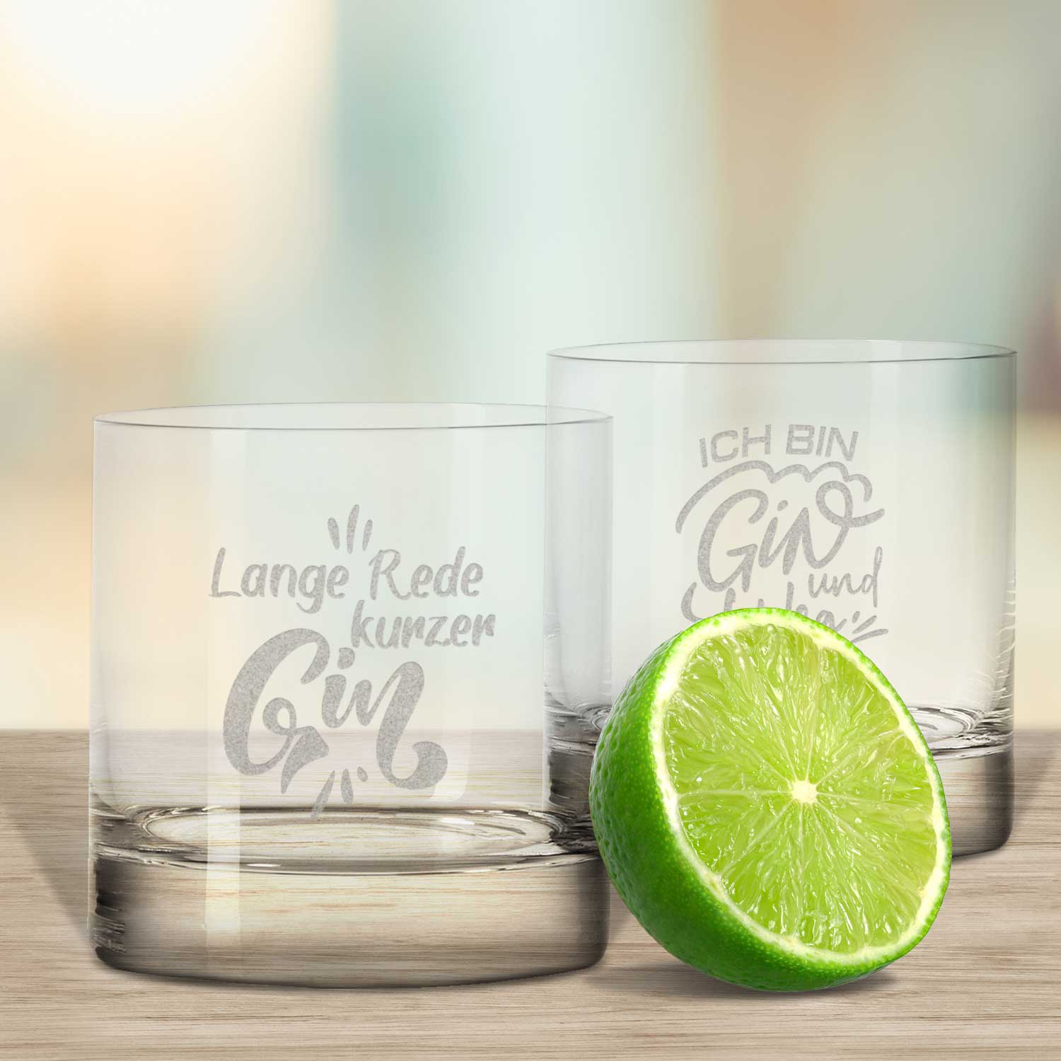 2er Set Montana GIN-Gläser "Lange Rede kurzer GIN" & "Ich bin GIN und Weg"