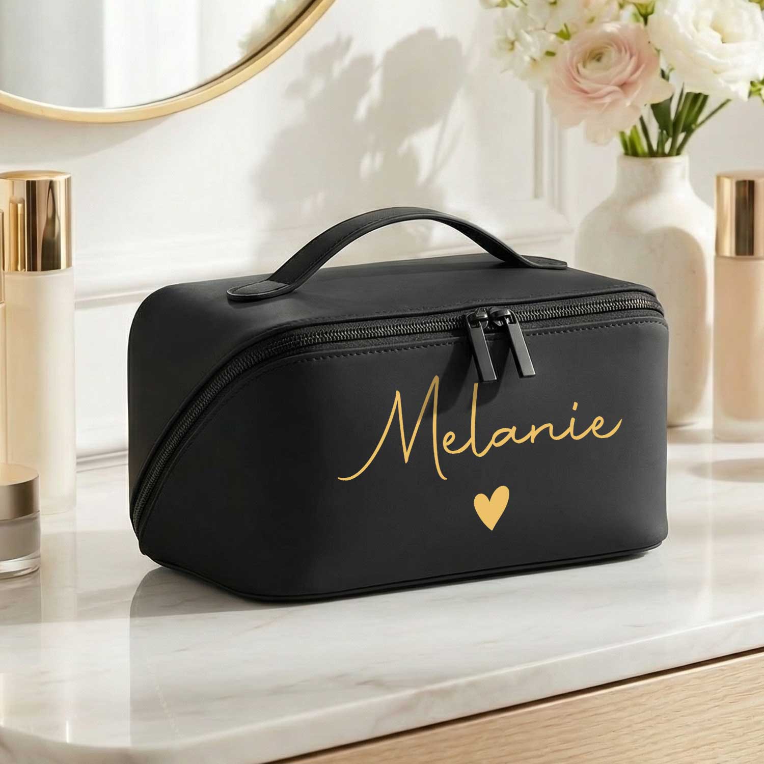 Personalisierte eckige Kosmetiktasche mit Name für Kosmetik & MakeUp