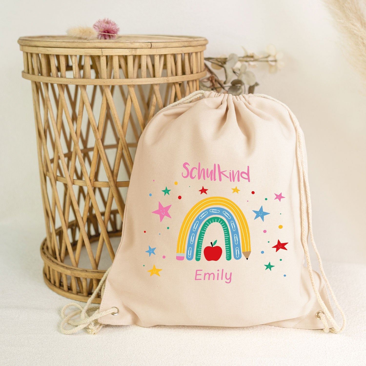 Turnbeutel für Kinder - Regenbogen Schulkind - zur Einschulung