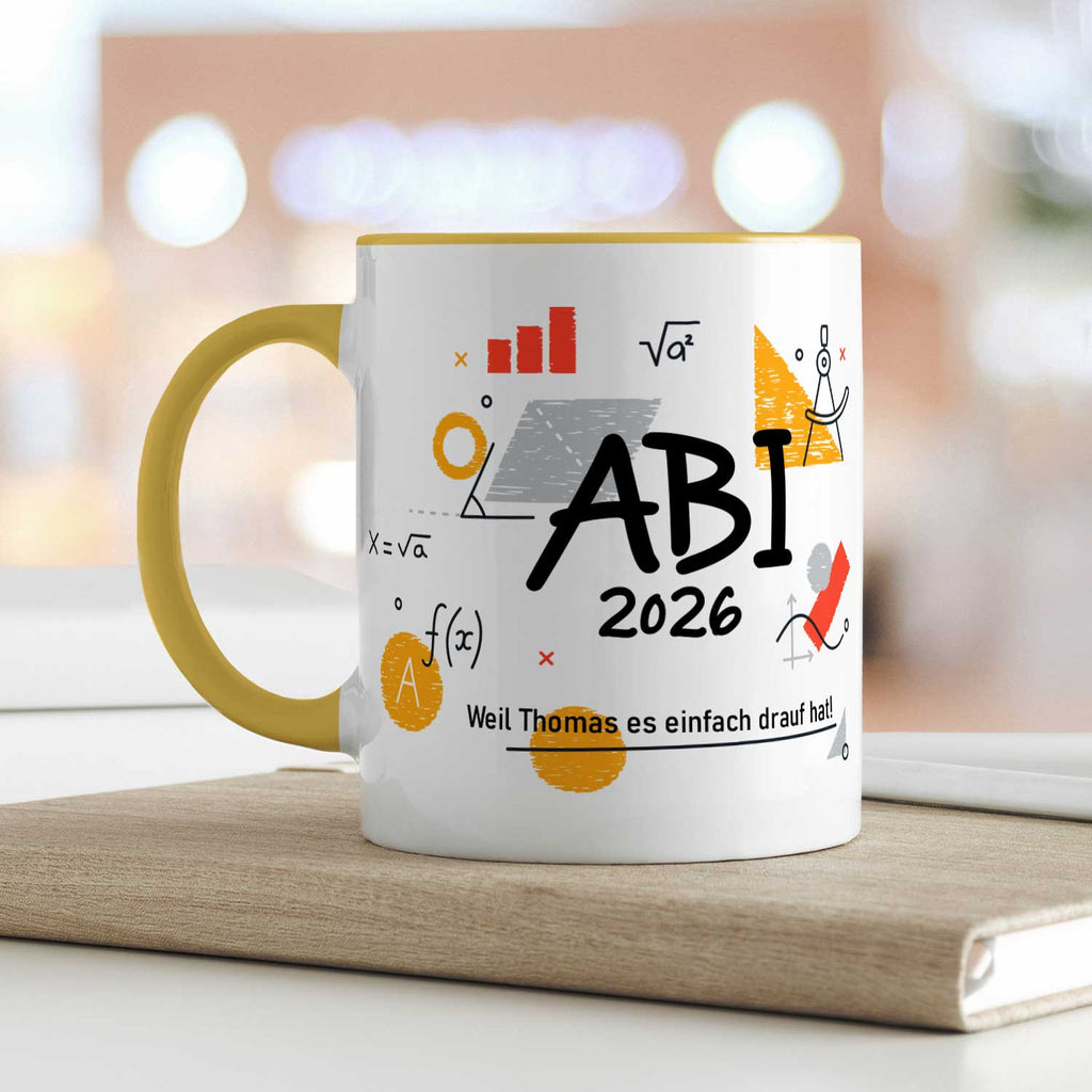 Bedruckte Tasse mit Spruch - Abi - Personalisiert mit Namen