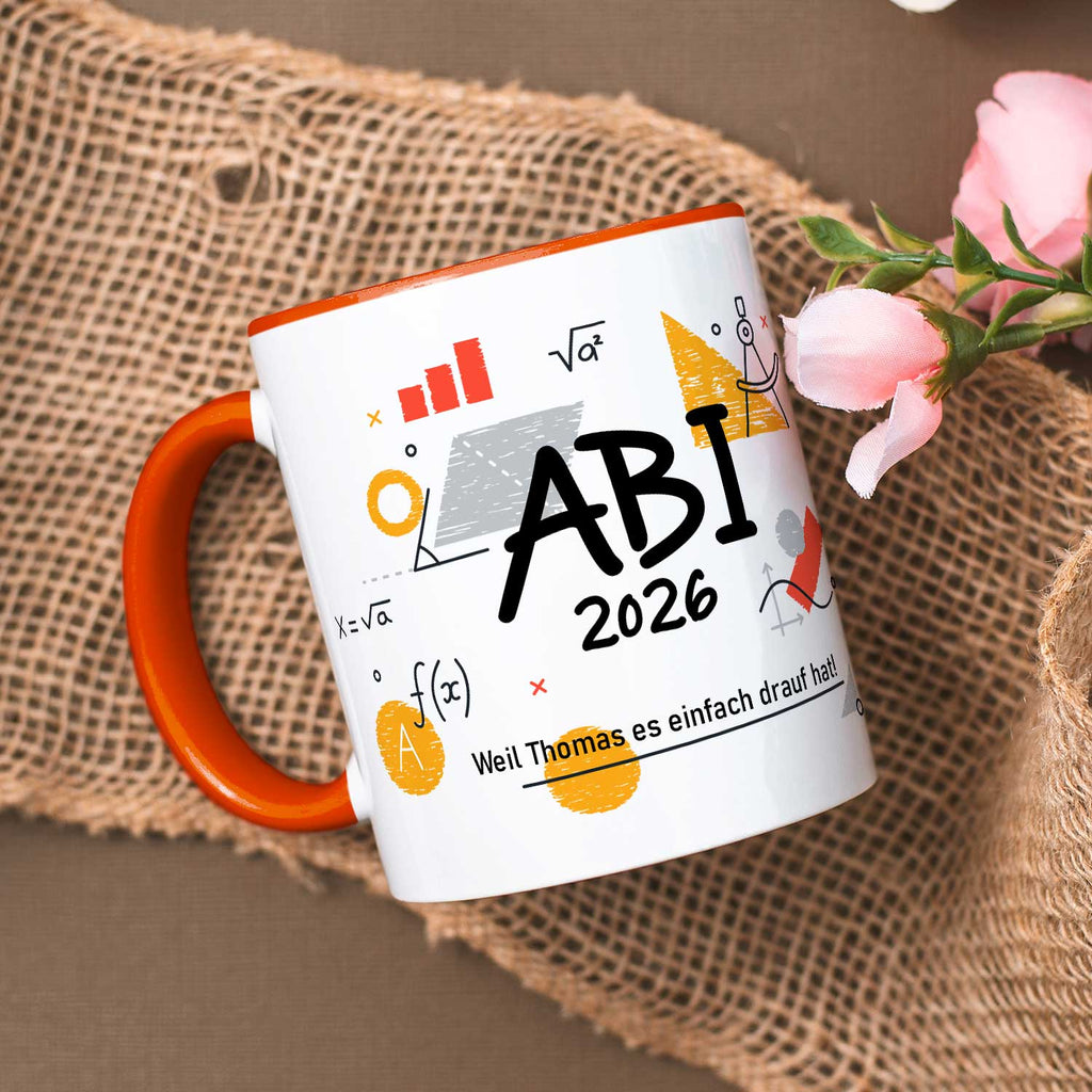 Bedruckte Tasse mit Spruch - Abi - Personalisiert mit Namen