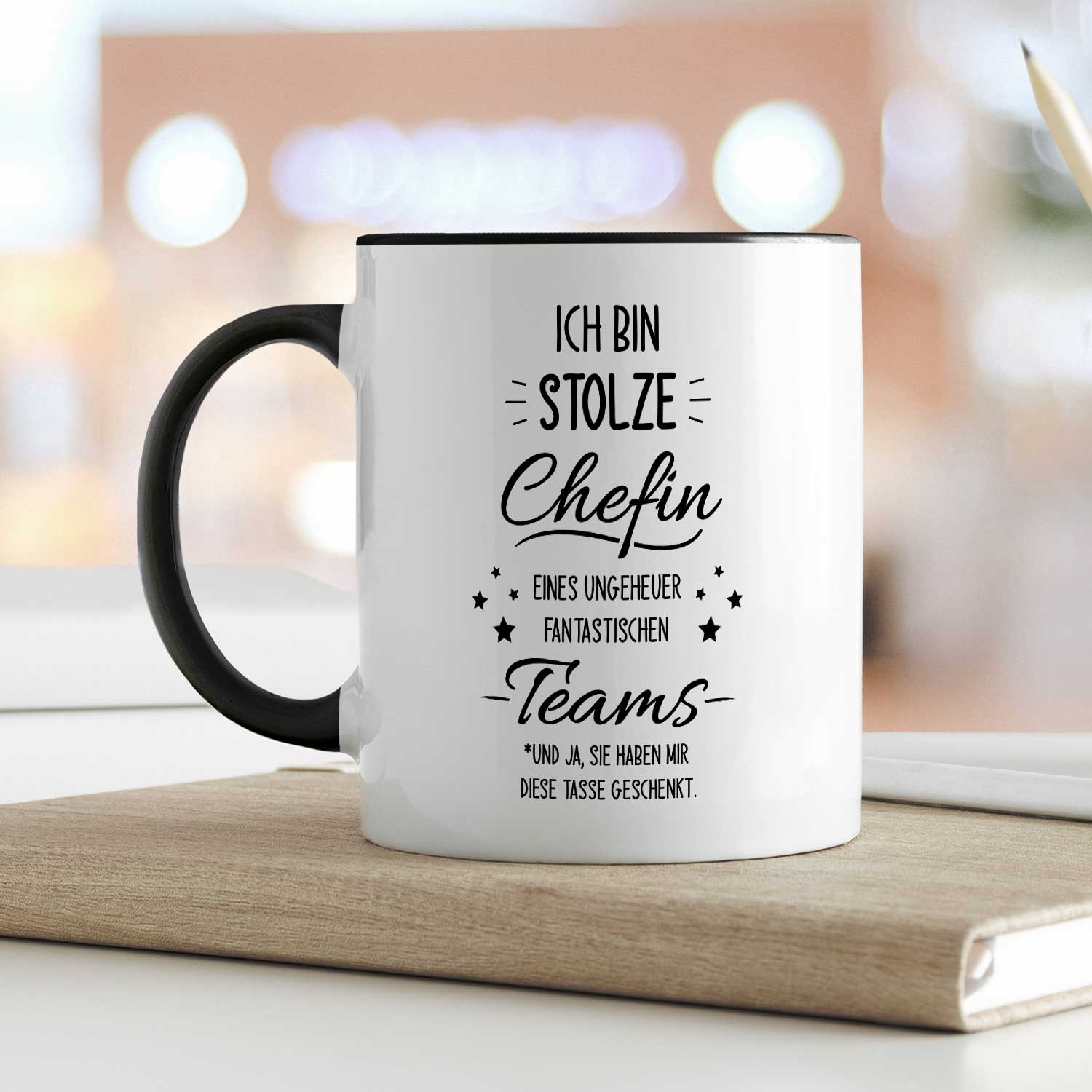 Bedruckte Tasse mit Spruch Stolze Chefin