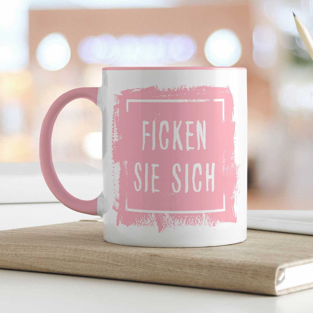 Bedruckte Tasse mit Spruch - "Ficken Sie sich"