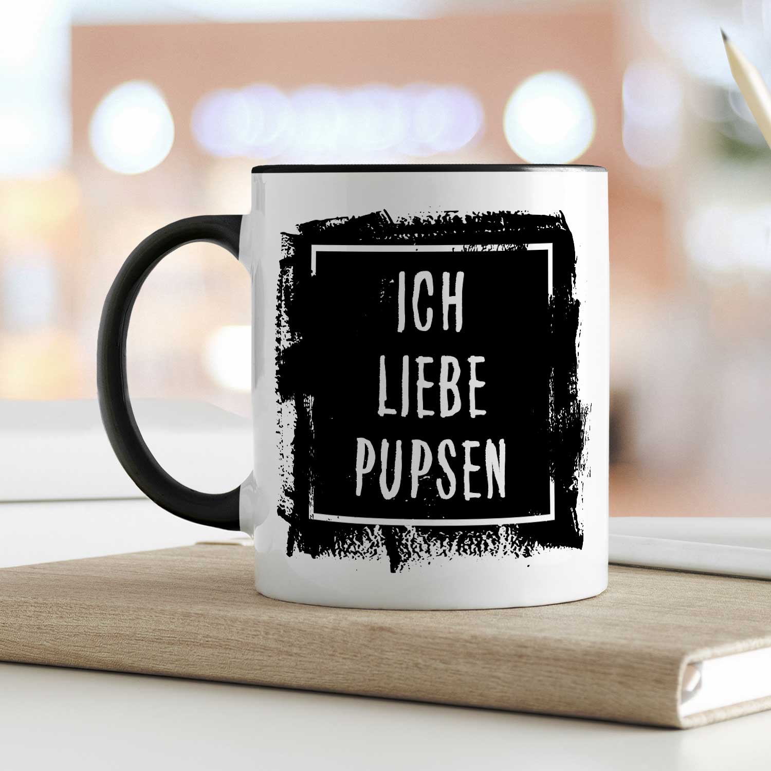 Bedruckte Tasse mit Spruch - "Ich Liebe Pupsen"