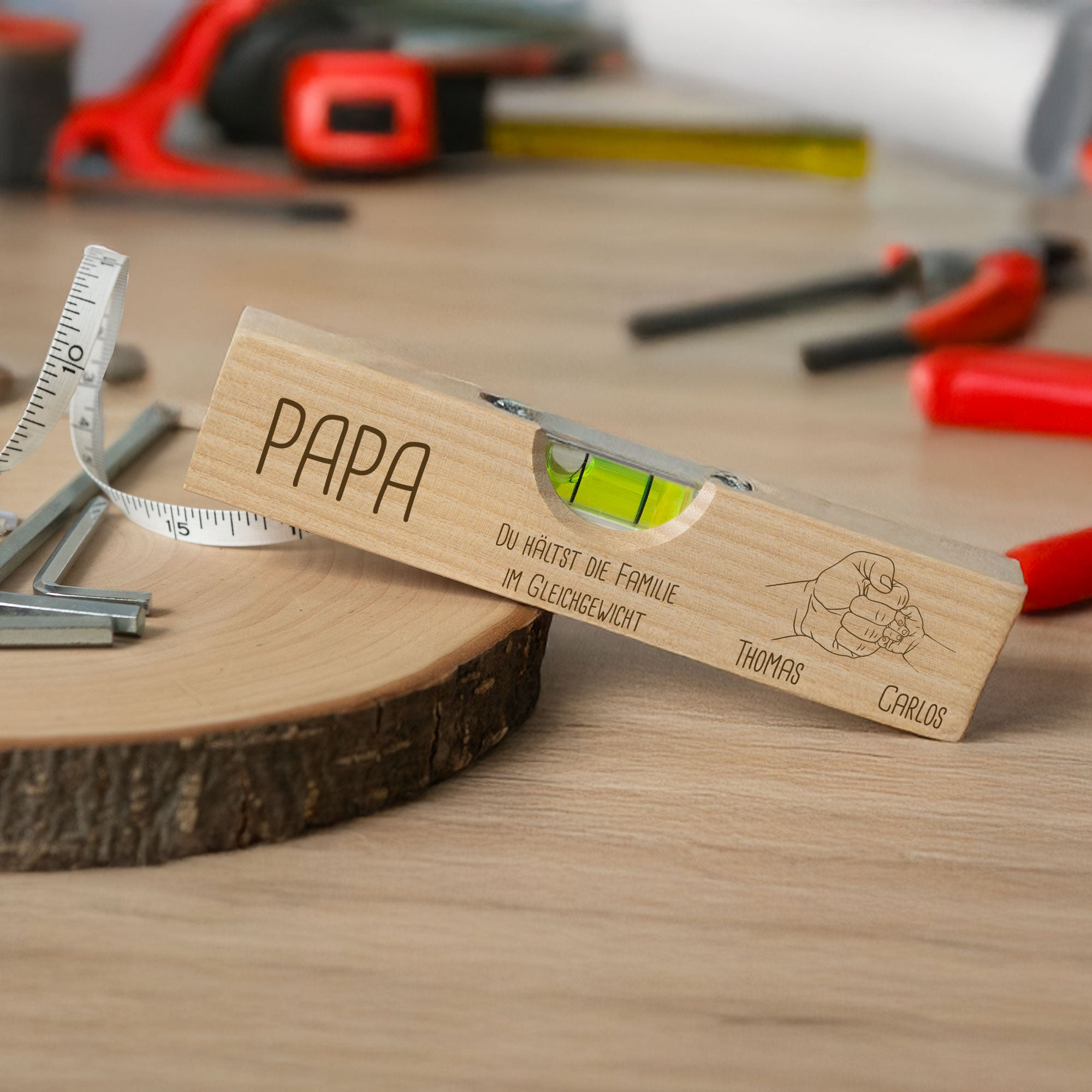 Bedruckte Wasserwaage für Papa - Papa Fistbump