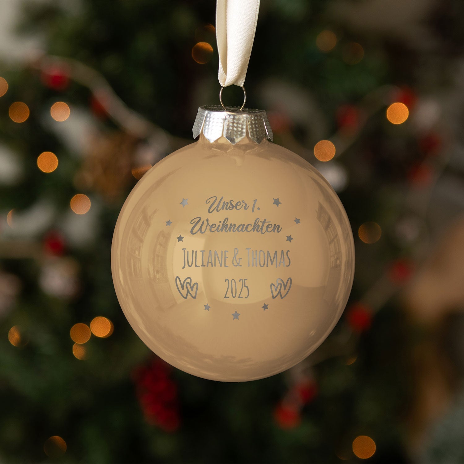 Gravierte Weihnachtskugel - Unser erstes Weihnachten für Paare