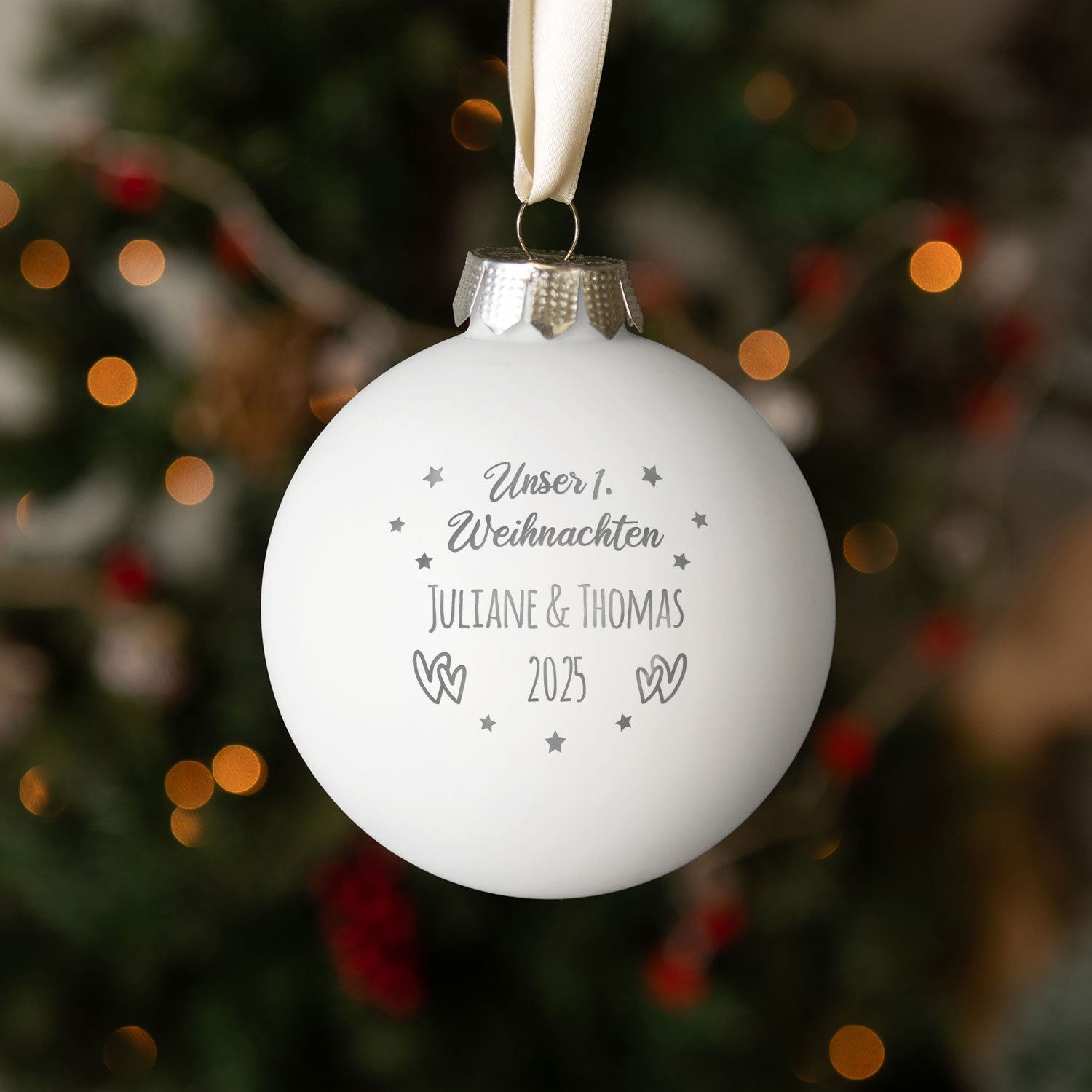 Gravierte Weihnachtskugel - Unser erstes Weihnachten für Paare