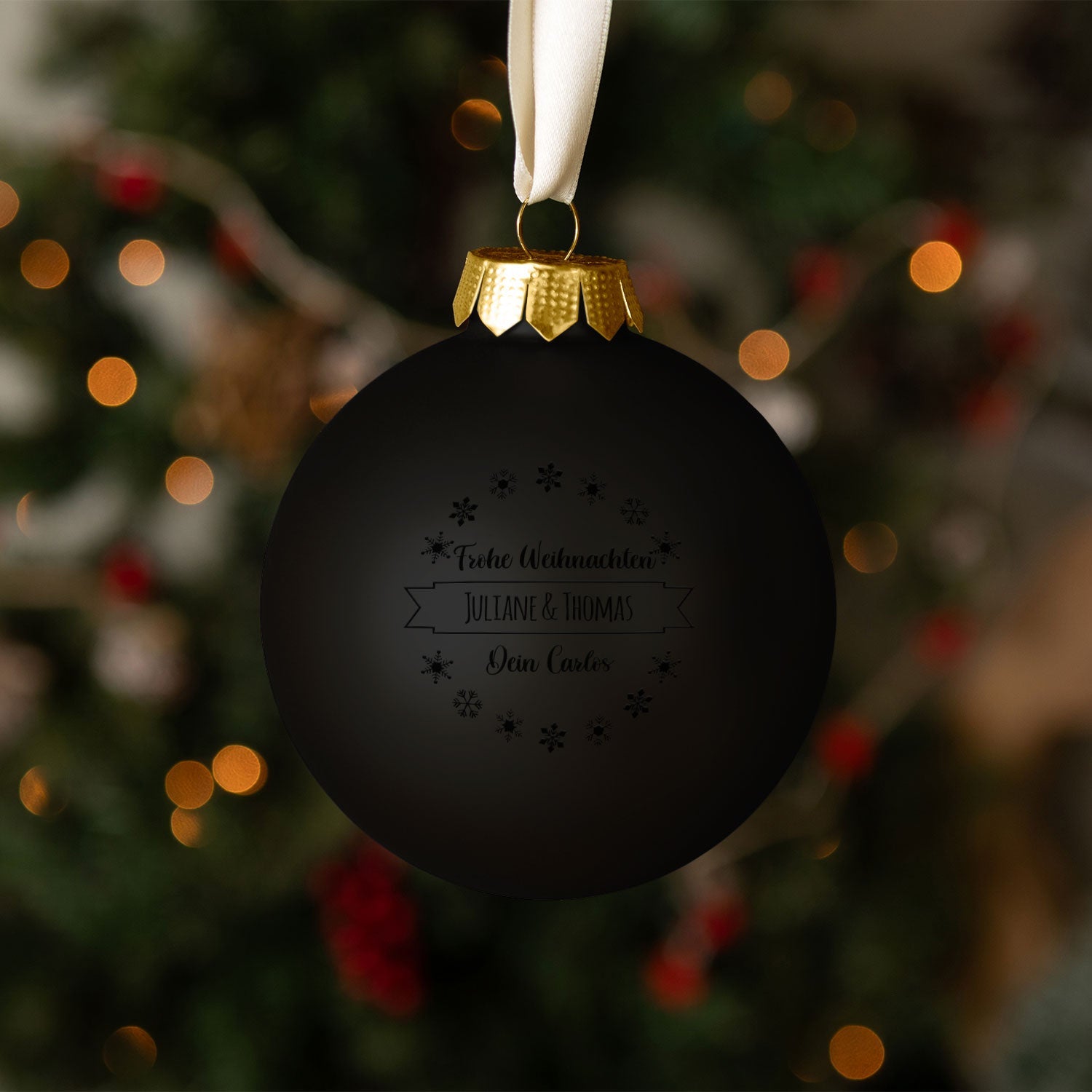 Gravierte Weihnachtskugel mit Wunschtext
