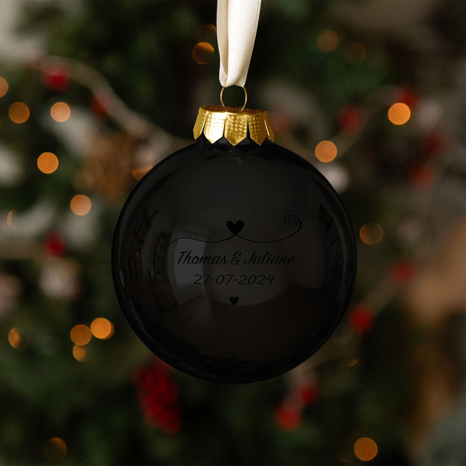 Gravierte Weihnachtskugel - Paar verliebt