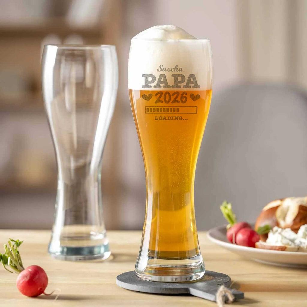 Leonardo Weizenglas "Papa Loading" mit Namen