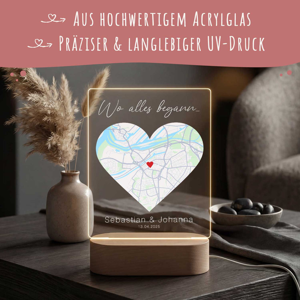 Beleuchtetes LED Acrylglas - Wo alles begann mit Namen
