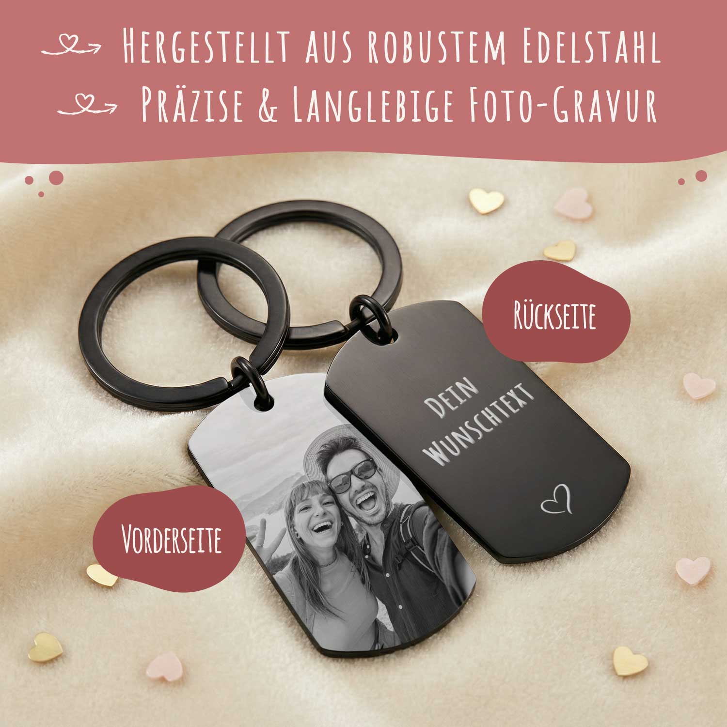 Metall Dog Tag mit Gravur - Dein Foto & Wunschtext
