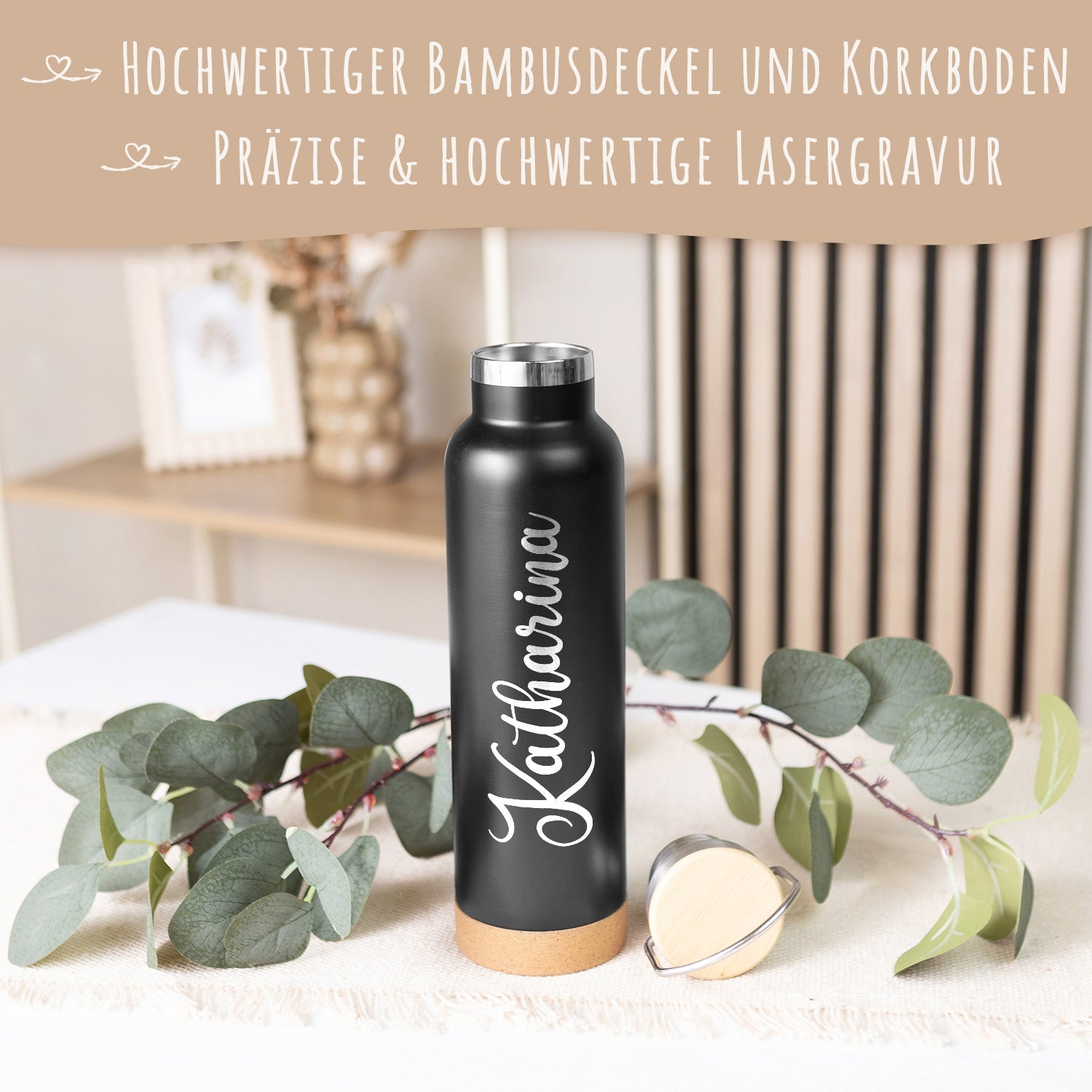 Gravierte Trinkflasche aus Edelstahl - Wunschname