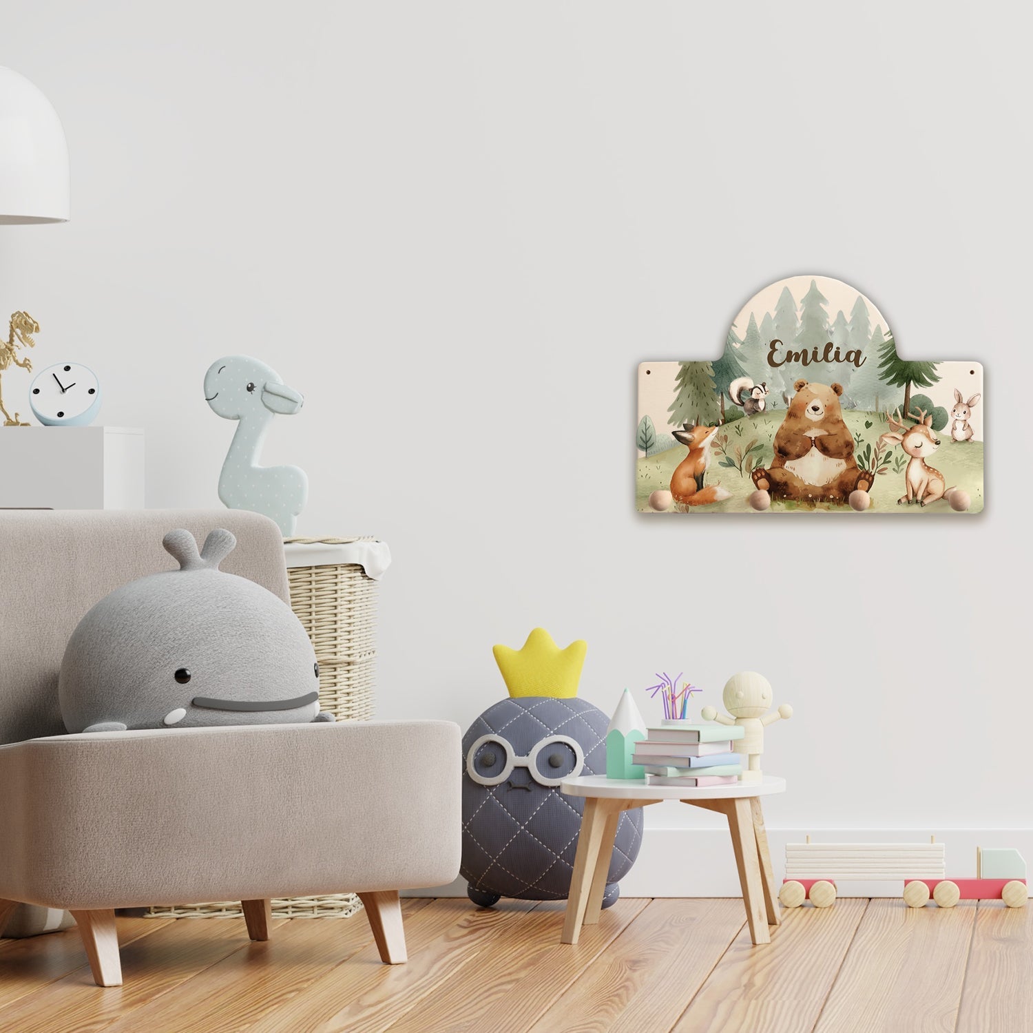 Personalisierte Garderobe fürs Kinderzimmer - Wald