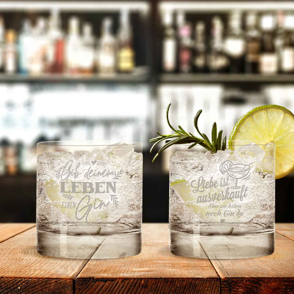 2er Set Montana GIN-Gläser "Gib deinem Leben" & "Liebe ist ausverkauft"