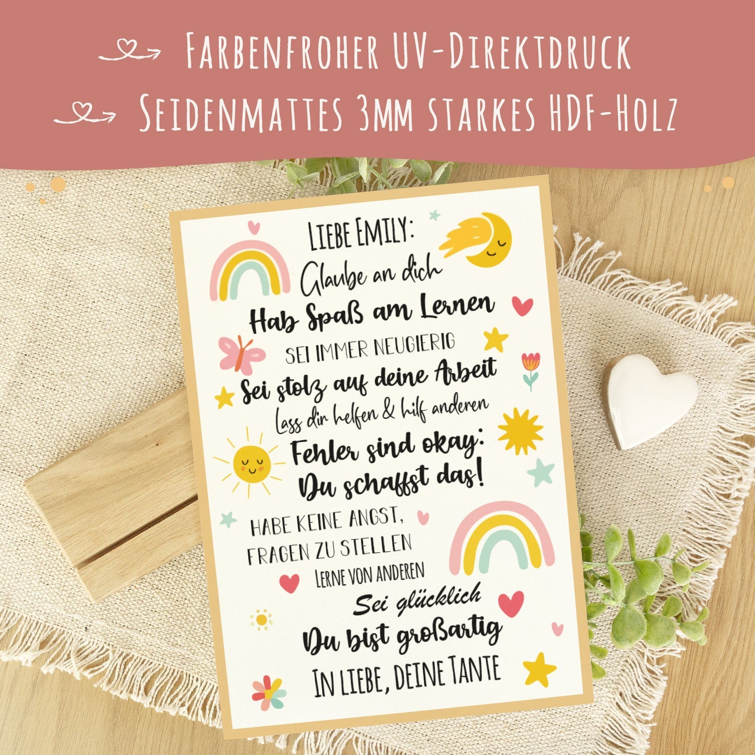 Holzschild zur Einschulung - Bunt - Einschulungsmutmacher