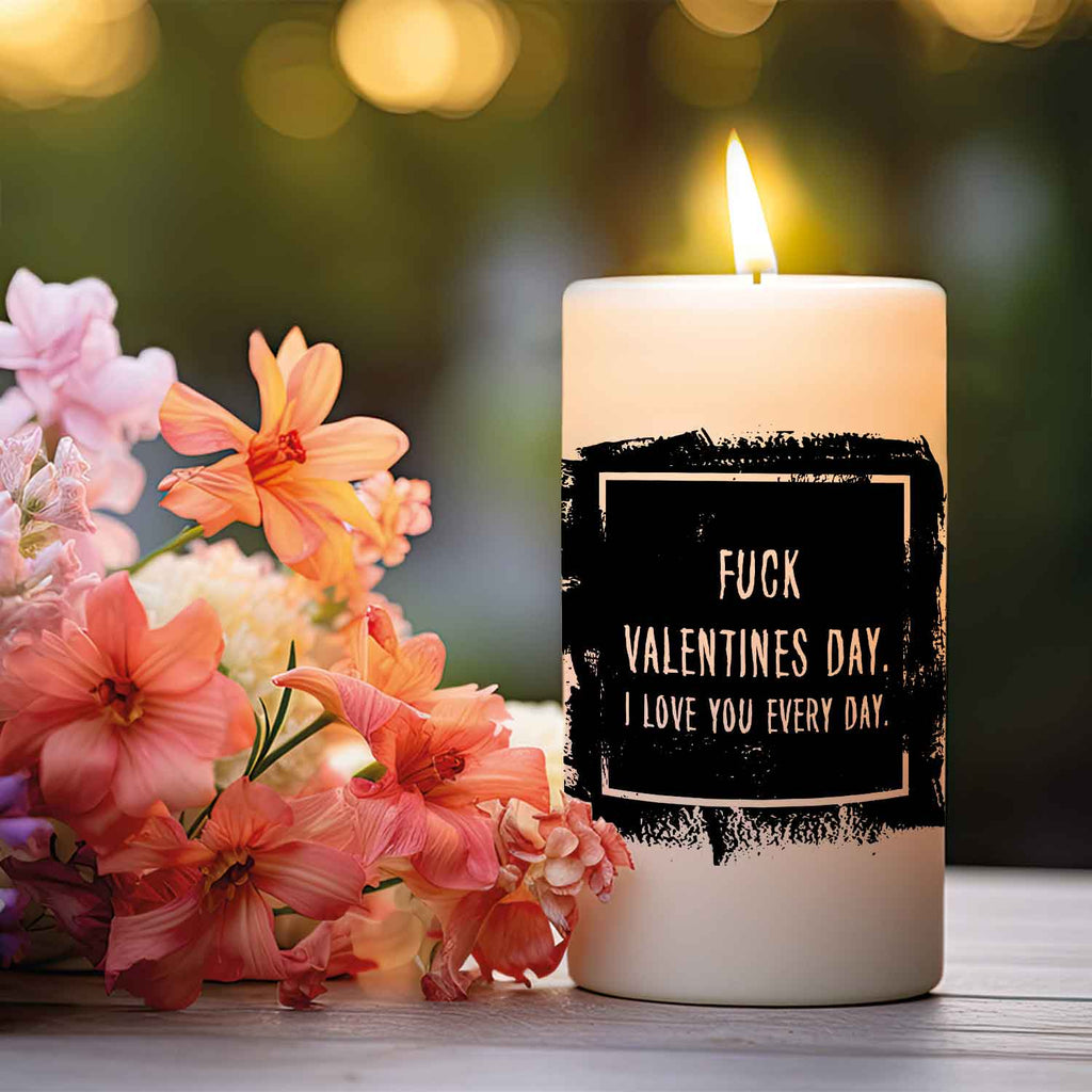 Kleine Kerze mit Spruch "Fuck Valentines Day"