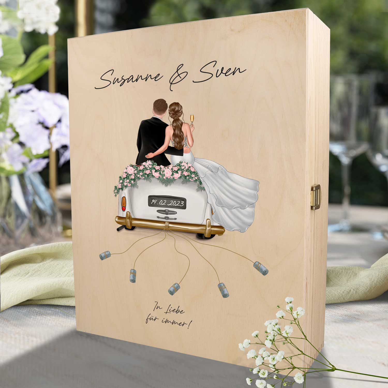 Leonardo Gläser mit Gravur - Hochzeitsauto & Wedding Love als Set